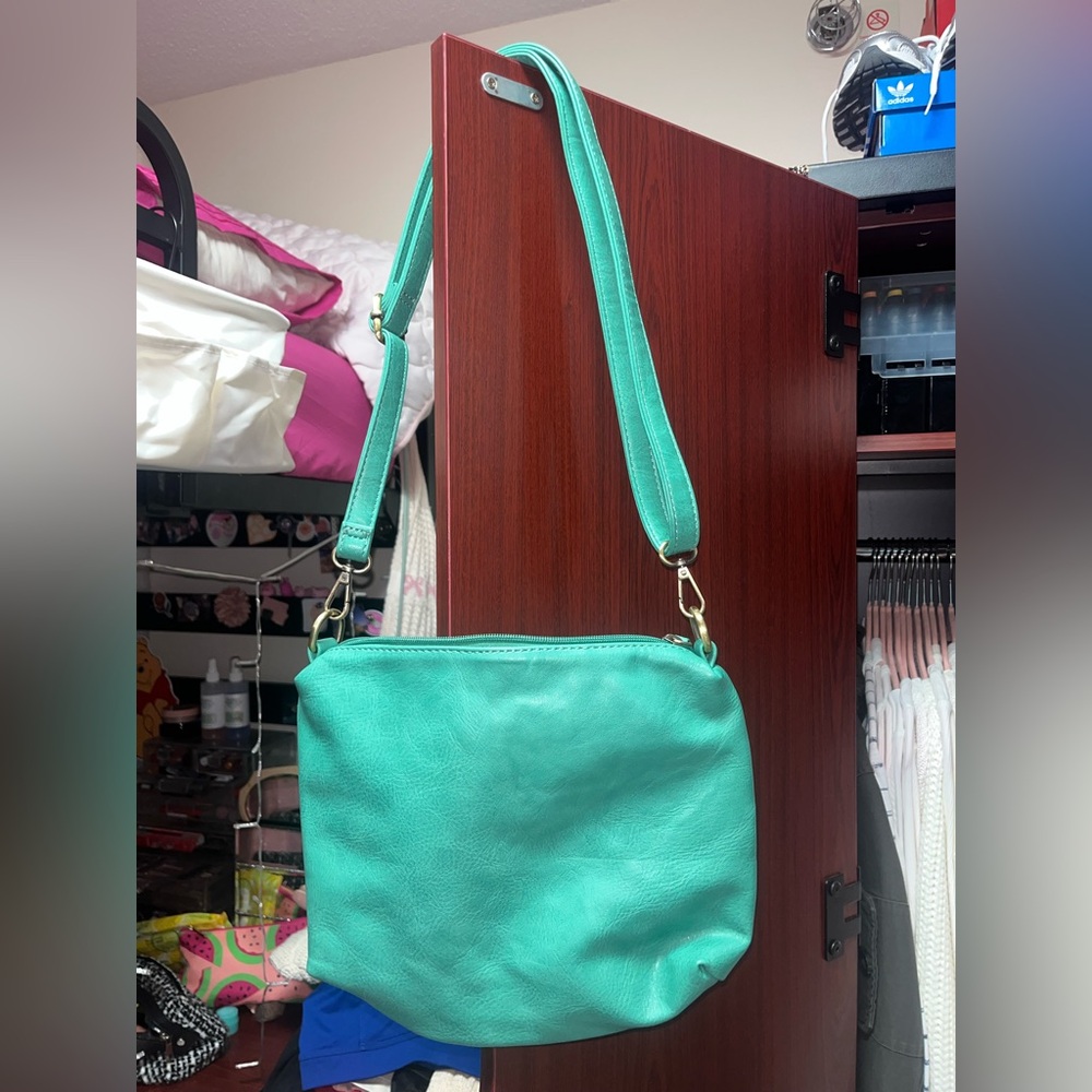 teal shoulder bag